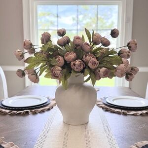Viral Tan Peony Stems by Ashland Arrangement in off white Exaggerated Rim Vase